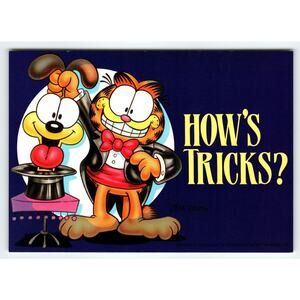 Garfield Cat Postcard Magic Tricks Magician Jim Davis Comic Orange Tabby 1978